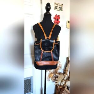Vintage leather navy mini backpack